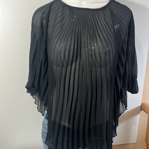 RENEE C MADE IN USA sheer pleated top IN SIZE MEDIUM - Picture 6 of 7